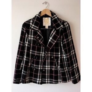 Black and white tartan print blazer